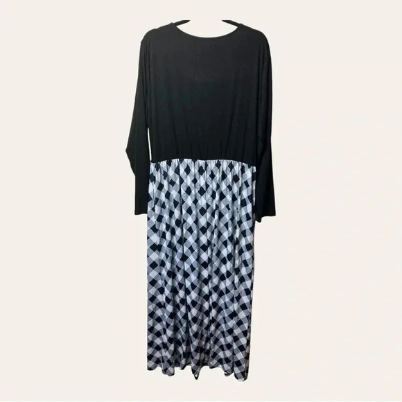 1082. MEROKEETY FASHION MAXI DRESS WITH LONG SLEEVES SIZE 2XL BLACK/WHITE - Picture 6 of 9